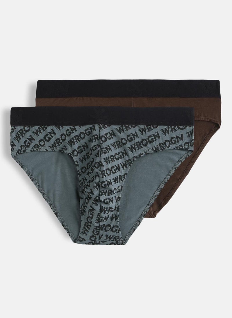 Wrogn Pure Comfort Solid & Print Pack of 2 Briefs - Image 1